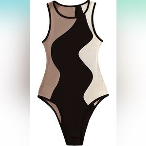 Color Block Sleeveless Scoop Neck Tank Bodysuit